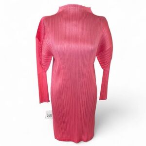 Issey Miyake Pleats Please MC Feb Bright Pink Tunic Dress High Neck Size 3 NWT
